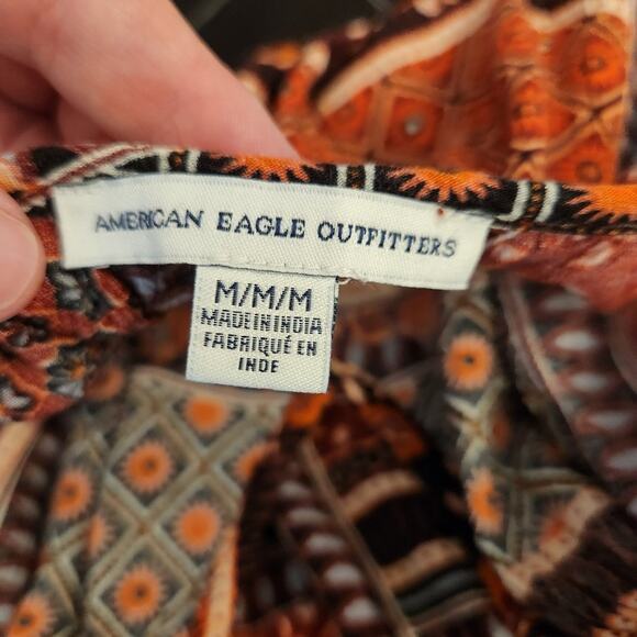 AMERICAN EAGLE OUTFITTERS Boho Cold Shoulder Mini Dress Gauze Womens Medium M - Picture 4 of 12